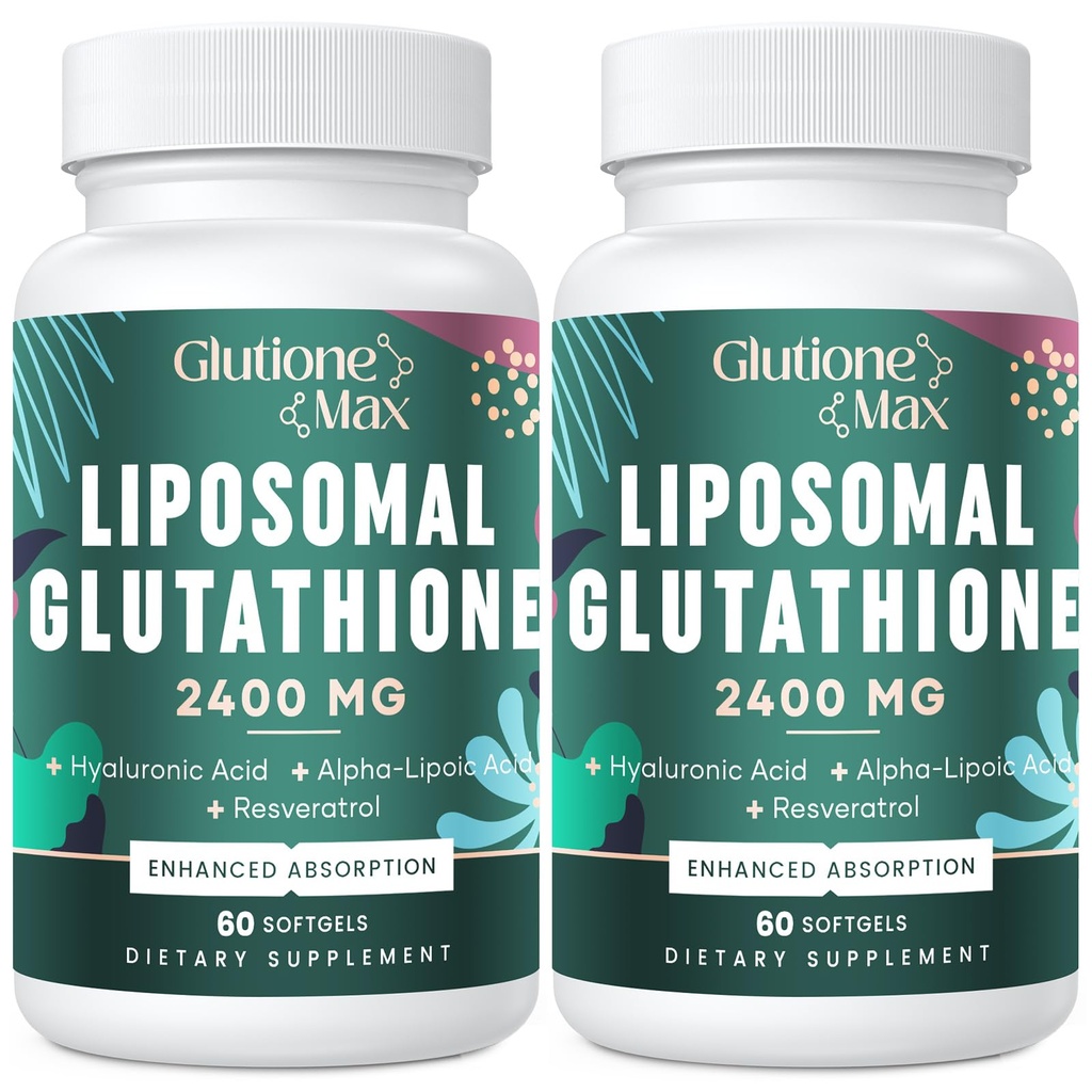 8-in-1 Liposomal 글루타티온 2400 MG의 높은 흡수 산화 방지제 공식 – Hyaluronic 산과 더불어, 알파 Lipoic 산, Resveratrol - 피부, 간결 Detox & 면역 체계, 120 Softgels