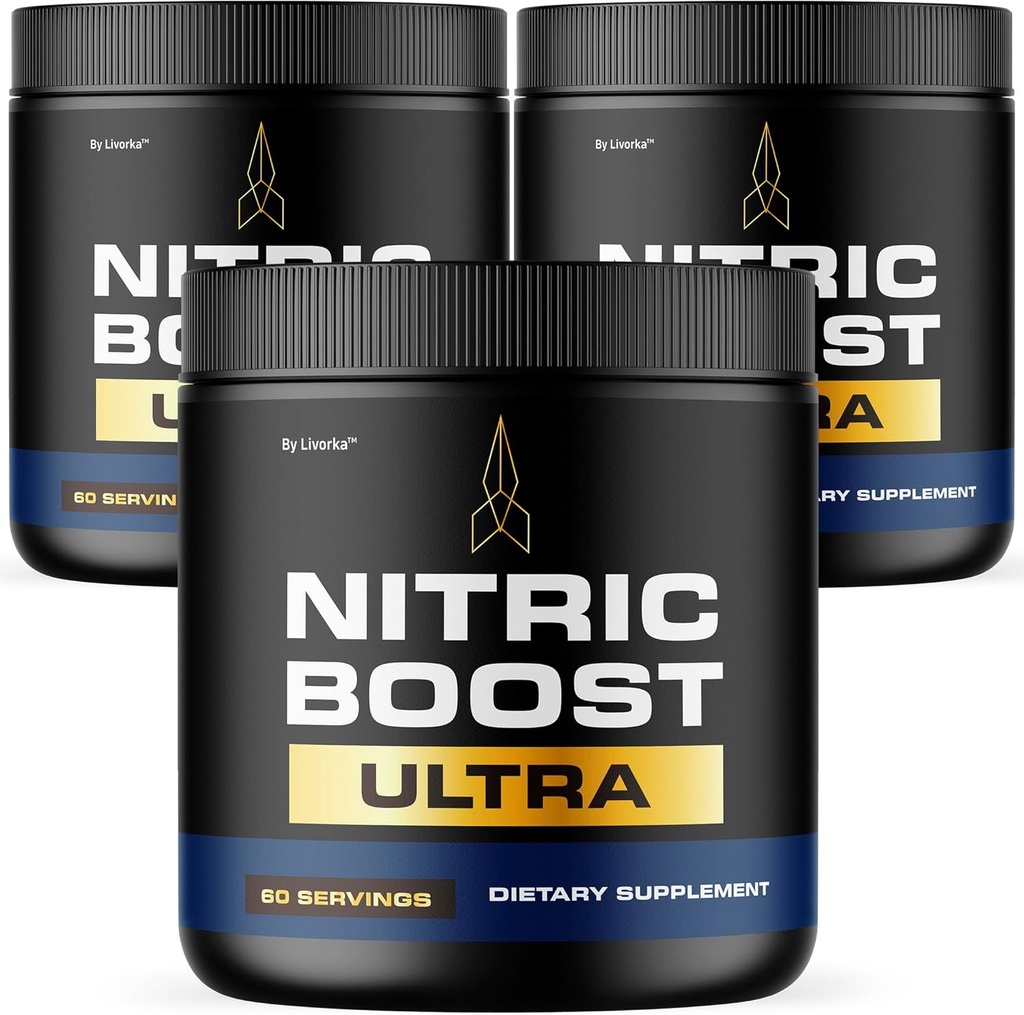 LIVORKA (3 팩) Nitric Boost - Nitric Boost Ultra Purple Powder for Men, NitricBoostUltra Powder, Boost Energy and Support Active Lifestyles, 3 개월 동안 180 서빙
