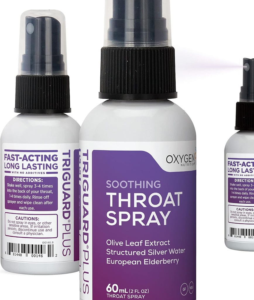 트리 가드 플러스 스로트 스프레이 | Elderberry Extract, Olive Leaf Extract and Colloidal Silver Water 3-in-1 Immune Support Throat Spray | 강력한 면역 시스템 부스터 | 훌륭한 맛, 2oz, Made in USA