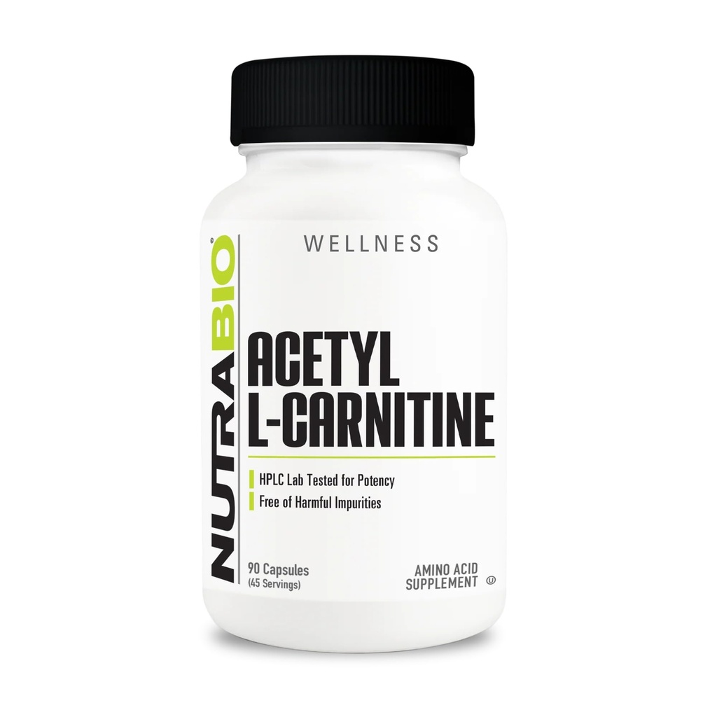 NutraBio Acetyl L 카르니틴 (ALCAR) 보충교재, 500mg - 지원 자연적인 에너지 생산, 대사 관리 및 전반적인 건강, 90의 캡슐