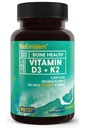 BioEmblem 비타민 D3 K2 캡슐 (5000IU 및 200mcg) - 3에서 1 복합 지원을위한 특허 MK7 및 MK4 - 치아, 심장, 면역 체계를위한 채식 비타민 D K2 보충 - Non-GMO, 90 캡