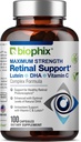 Biophix Retinal 지원 최대 힘 복잡한 공식 100 캡슐 - 아연 비타민 C E Lutein DHA Omega-3 Astaxanthin Hyaluronic 산 - 지원 눈 시각 건강
