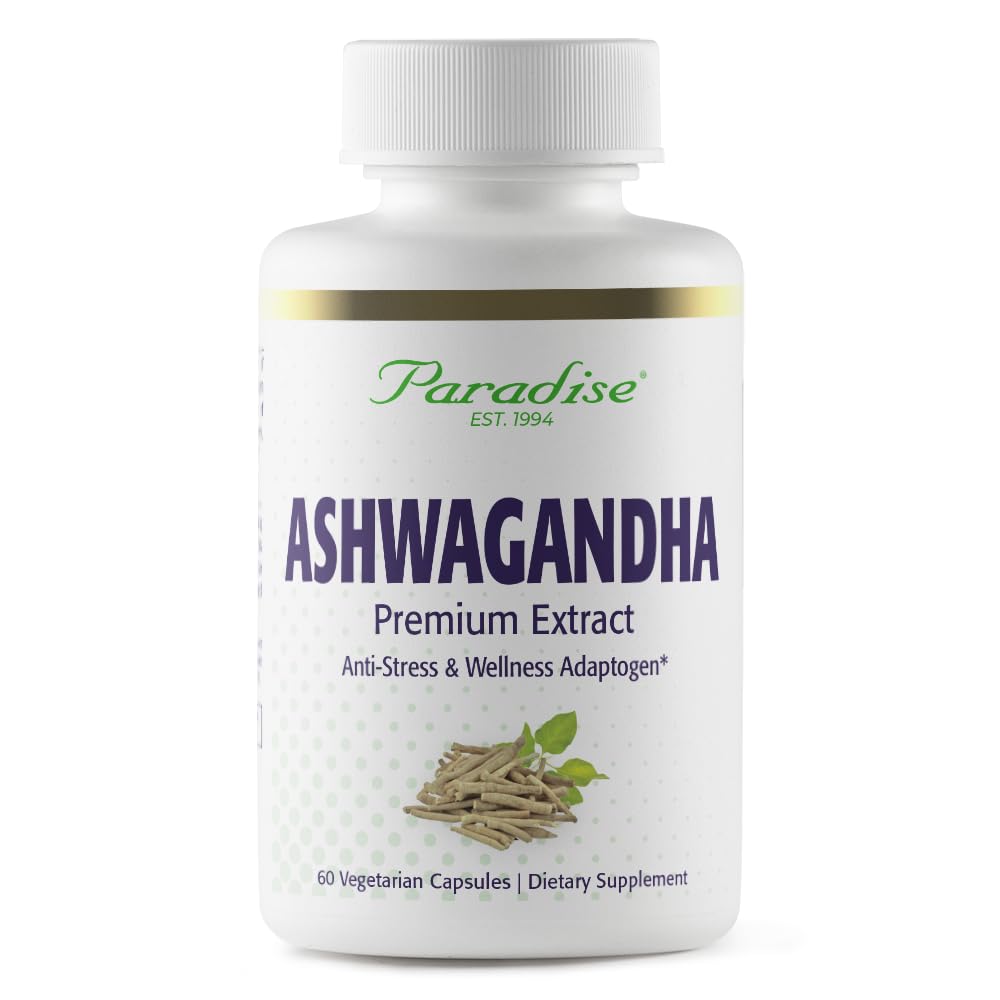 파라다이스 허브 유기 Ashwagandha, Ayurvedic Adaptogen, Vegan, 비 GMO, 글루텐, 60 채식 캡슐