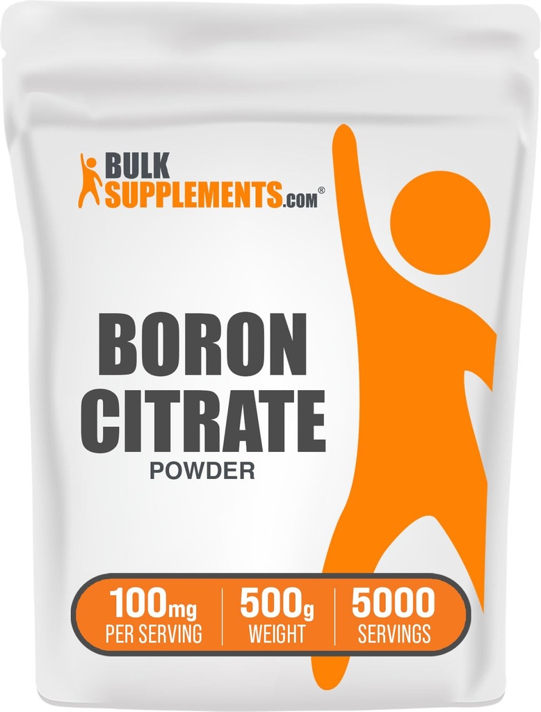 BulkSupplements.com 붕소 구연산염 분말 - 남자 & 여자를 위한 붕소 보충교재, 음식 급료 - 뼈를 위해 & 합동 지원, 서빙 당 100mg, 500g (1.1 lbs) (1의 포장)