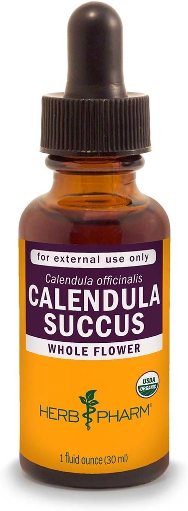 허브 Pharm 인증 유기 Calendula Succus 액체 Topical Extract for Minor Pain Support - 1 Ounce