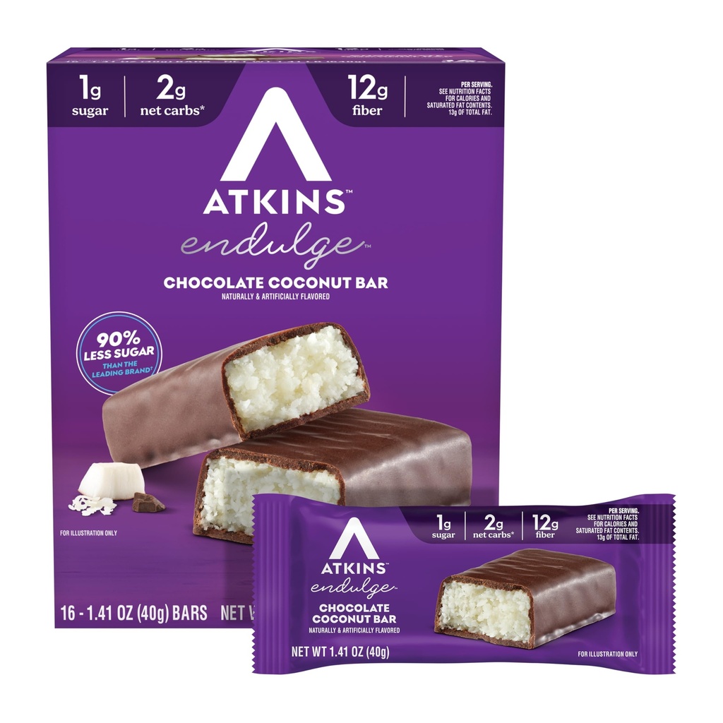 Atkins Endulge 초콜릿 코코넛 맛 바, 낮은 설탕 치료, 높은 섬유, 16 조사