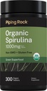 배관 바위 유기 Spirulina | 1000mg | 300 정제 | Arthrospira Platensis | 채식주의, 비 GMO, 글루텐 무료 보충