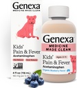 Genexa Kids' Acetaminophen Pain & Fever 구두 현탁액 약 - 4oz - 아이들을 위해 2 - 11 세, Temporarily는 고통과 발열 증후를, 5 mL 유기 블루 베리 풍미 당 160 mg 구호합니다