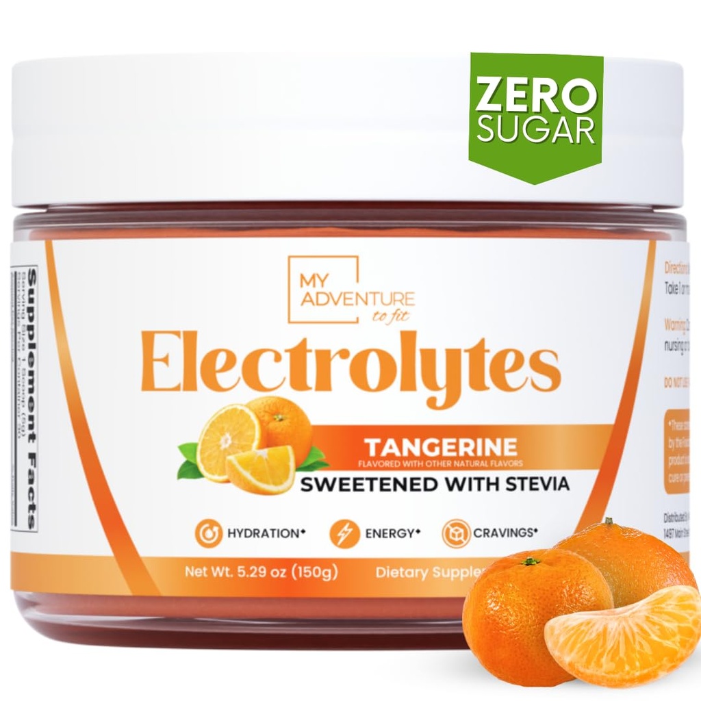 Zero Sugar - Tangerine Electrolytes Powder - 새로 고침 Hydration - 모든 천연 성분이있는 카페인 무료 에너지 - Vegan, Keto & Paleo - Sugar Free Electrolytes Hydration Drink Mix - 30 서빙