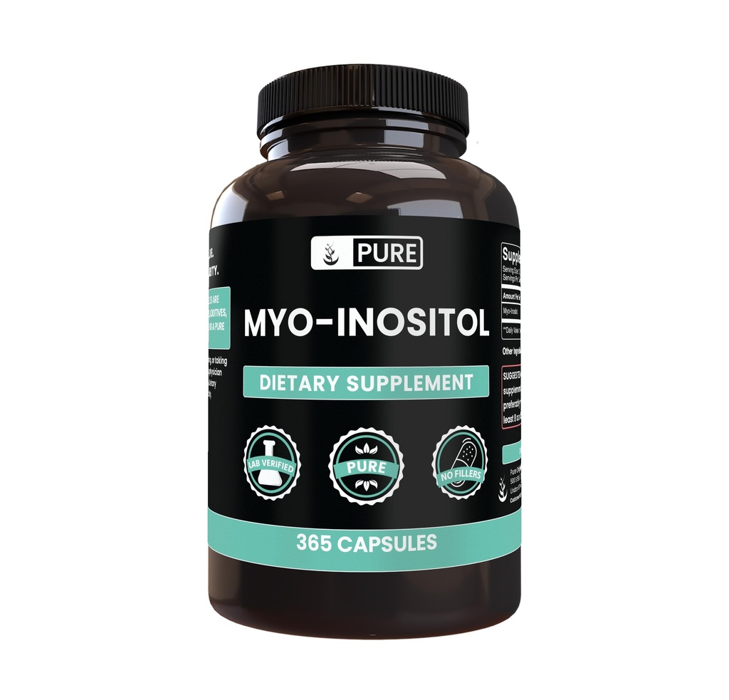 Myo-Inositol (365 캡슐) 마그네슘 또는 쌀 필러 없음, 항상 순수, 실험실 검증
