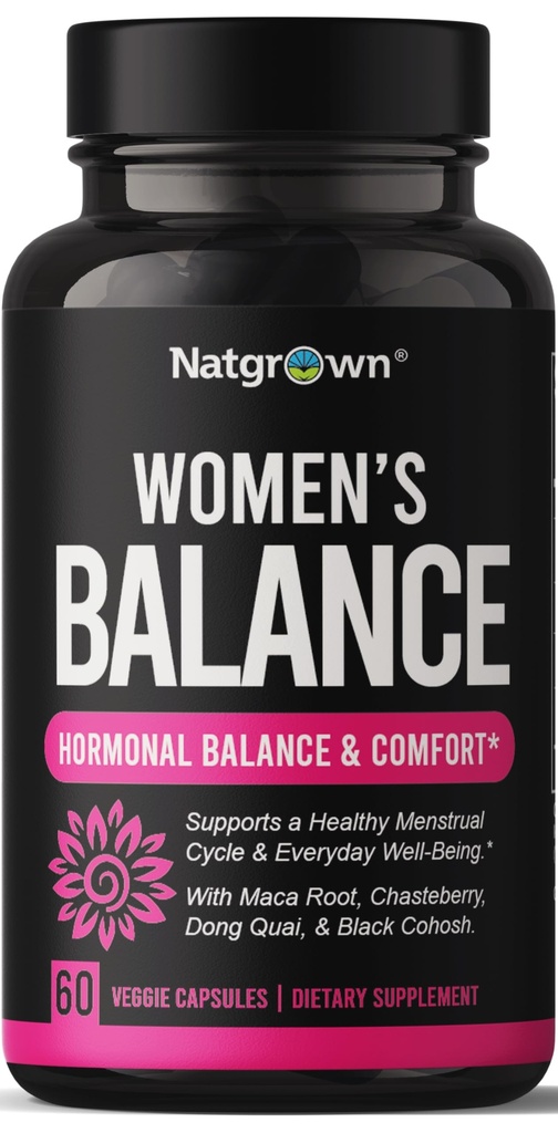 여성 PMS & Menopause 보충에 대한 Natgrown 호르몬 균형 Fertility Hormonal & Menstrual Support, 도움 안전 핫 플래시 - Maca 루트, Vitex, Dong Quai & Black Cohosh Complex - 채식 캡슐
