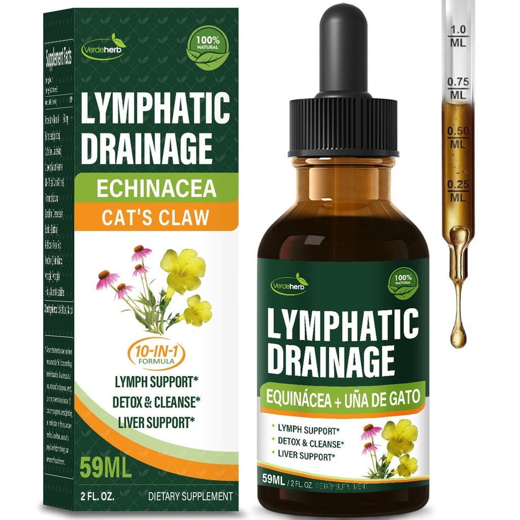 Cleavers 림프 배수장치는 Lymph 체계 Detox Cleanse, Echinacea, 우유 이틀, 고양이 클로, 심황, Dandelion, Burdock Immune 지원 보충교재를 강화합니다. 2oz