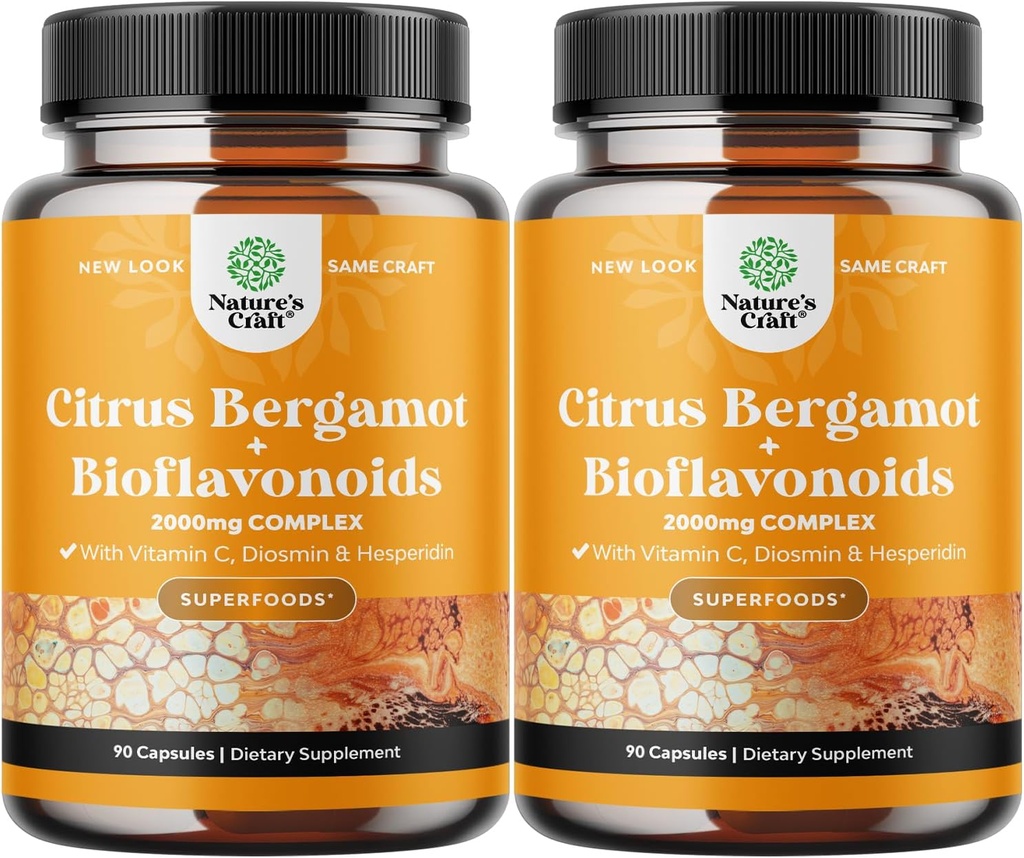 Citrus Bergamot 보충교재 Citrus Bioflavonoids - Citrus Bergamot 추출물 1000mg Rutin와 Hesperidin를 가진 궁극적인 Citrus Bioflavonoids 보충교재 Immunity & 심장 건강 지원 (2 달)