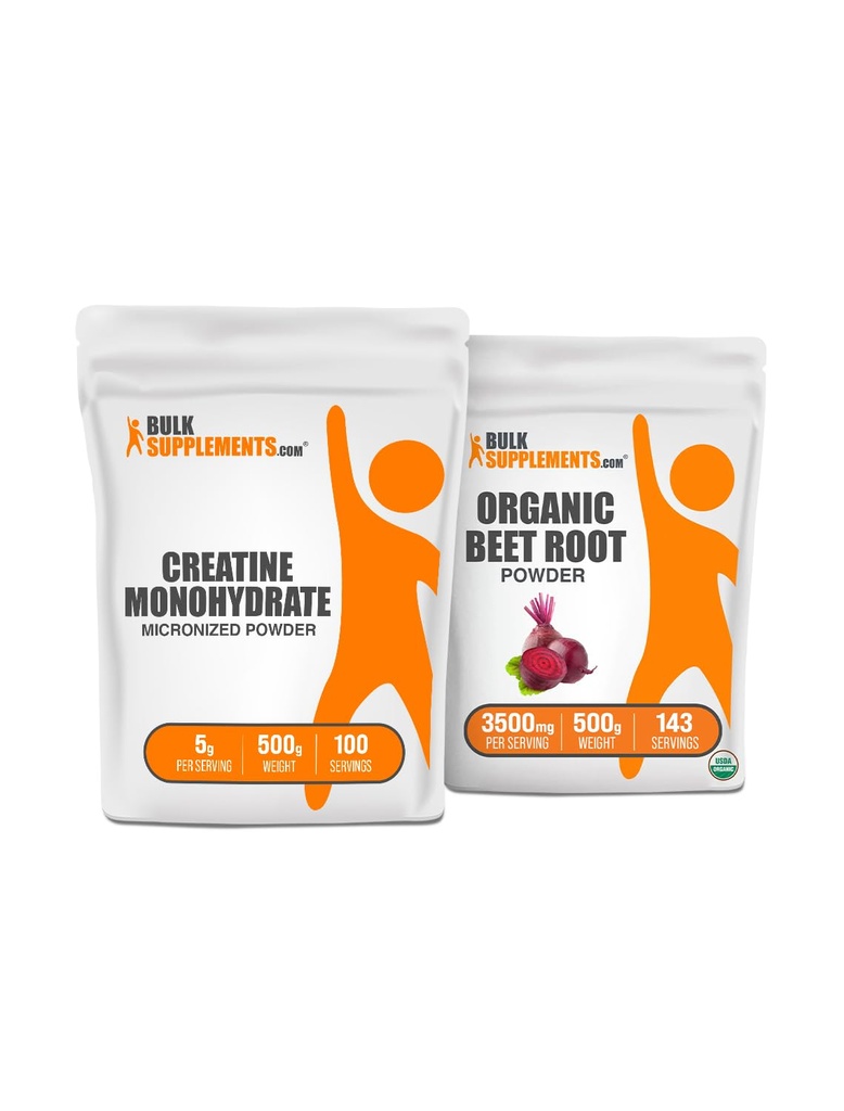 BulkSupplements Creatine + 유기 사탕 뿌리 분말 500g 번들