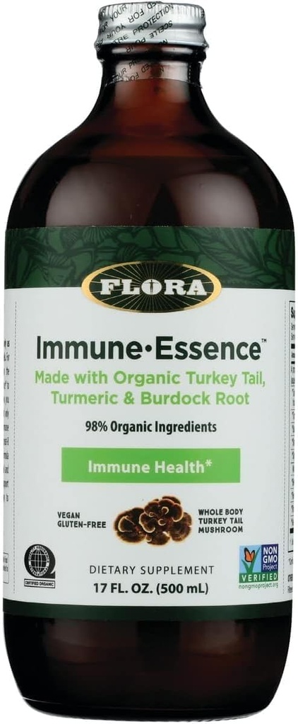 Flora Health Flor-Esence with Turkey Tail & Turmeric, 다당류, 35+ Phenolic Compounds with Antioxidants and Immunity Support, 17-fl. oz. 유리 병