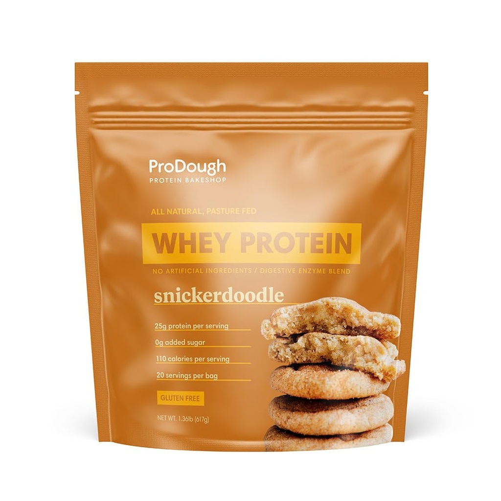 ProDough Gourmet Whey Isolate Shake Mix- Easy Digest Enzyme Blend, 25g Protein per Serving, Natural Ingredients, Gluten Free, Keto Friendly (Snickerdoodle)