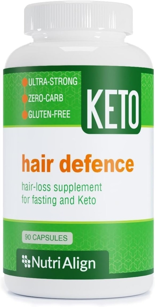 케토와 패스핑을 위한 Nutri-Align Hair Defence Biotin Complex | 90 캡슐 | 고 강도 머리 성장 Biotin - 캡슐 당 2500mcg Biotin | 비타민 A, Folic Acid & 칼슘