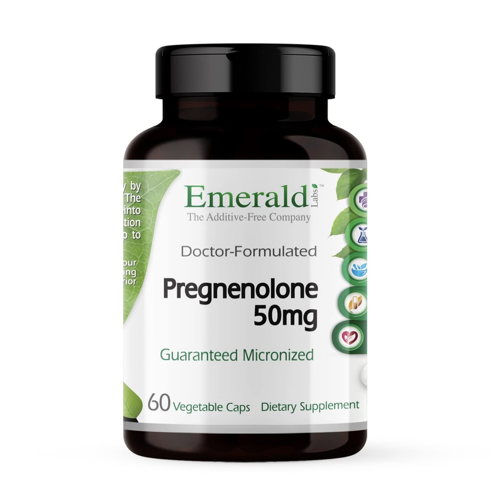 EMERALD LABS Pregnenolone 50mg - 뇌 건강을 돕는 프리미엄 웰빙 보충, 면역 지원 및 호르몬 균형 - 글루텐 - 무료 60 야채 캡슐 (30 일 공급)