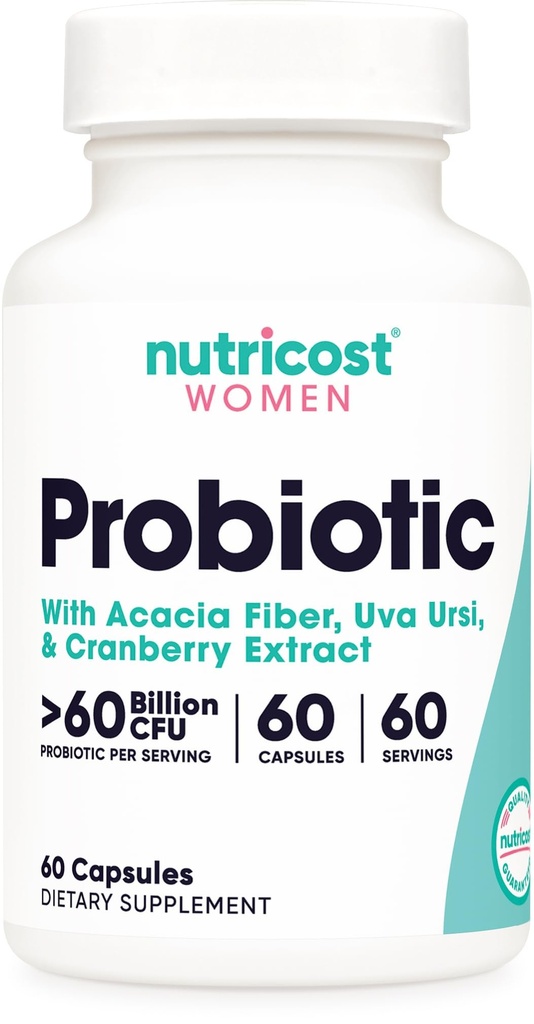 여성을위한 Nutricost Probiotic 60 억 CFU, 60 캡슐, Acacia 섬유, Uva Ursi 및 Cranberry 추출물과 복합체 - Non-GMO 및 글루텐 무료