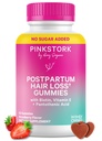 핑크 Stork Postpartum 탈모 구미 | Biotin, Pantothenic Acid, Vitamin E, B6, B12 | Postnatal Hair growth + Regrowth Support | Breastfeeding-Friendly | Postpartum Essential | 60 구미
