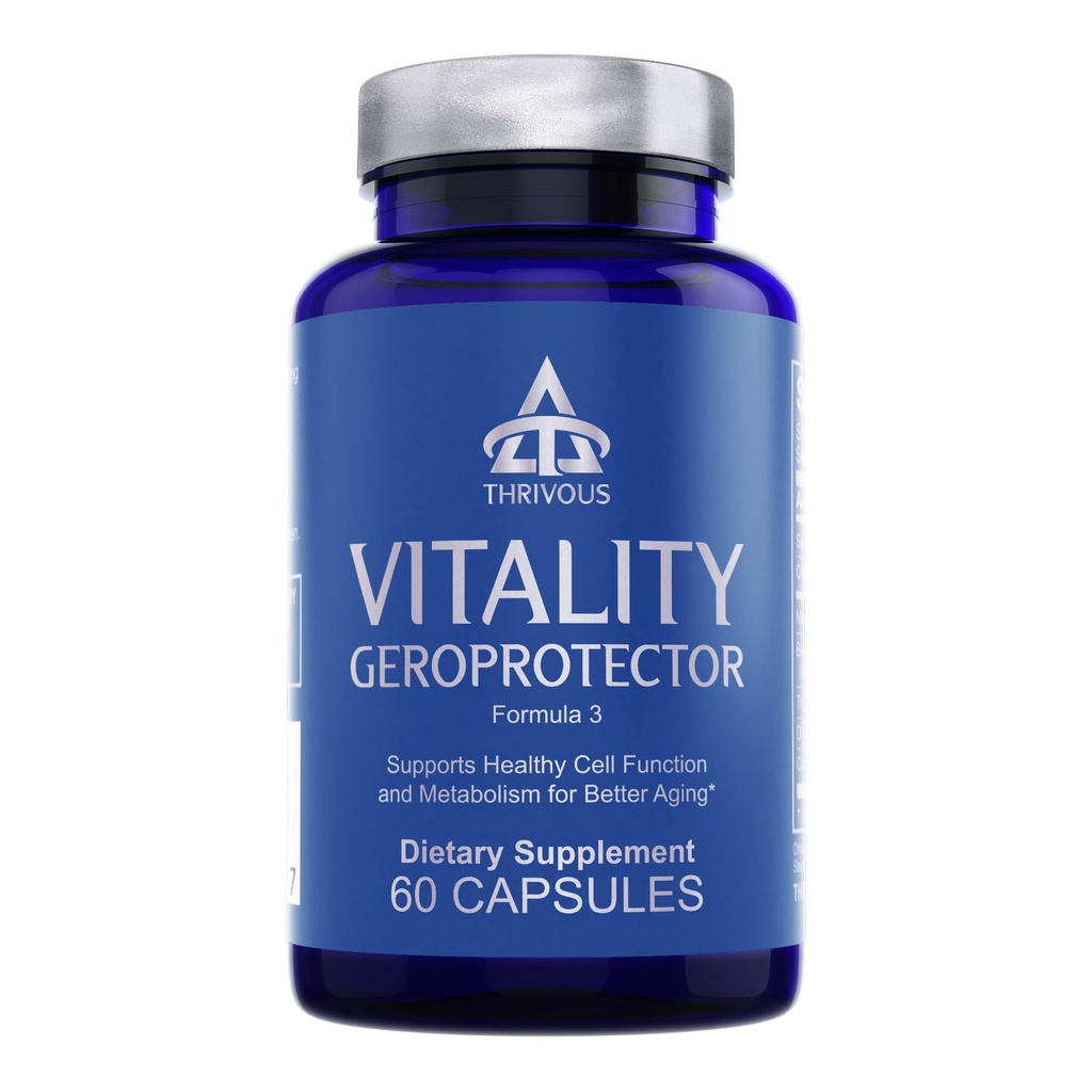Thrivous Vitality Geroprotector – Berberine, Nicotinamide Riboside, Mirtoselect Blueberry, Resveratrol & CoQ10 – 60 Vegan 캡슐과 대사 및 세포 지원 보충교재