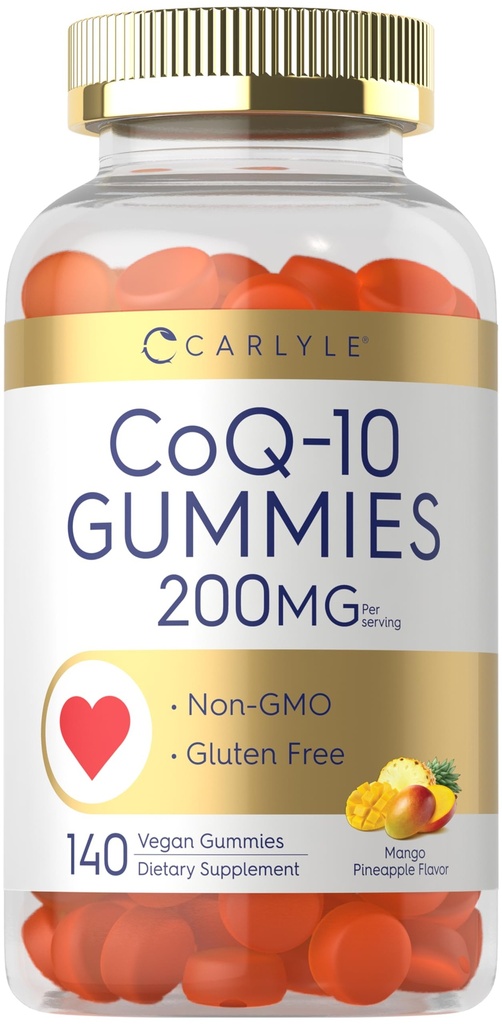 Carlyle CoQ10 200 mg Gummies | 140 개 | 망고 파인애플 맛 | Vegan, Non-GMO, 글루텐 무료 보충