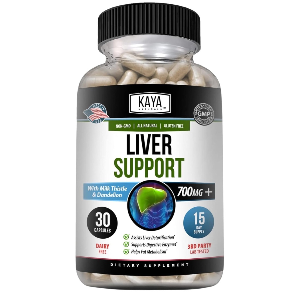 Kaya Naturals Liver Cleanse Detox & Repair - 우유 이틀 보충 - 여성과 남성을위한 Liver Detox - Artichoke Extract and Dandelion Root Capsules - 30 카운트