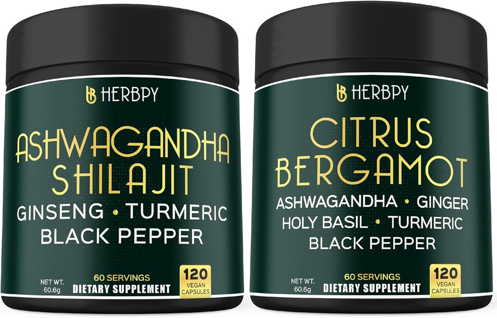 번들 5in1 Ashwagandha Shilajit 및 6in1 Citrus Bergamot 보충 교재