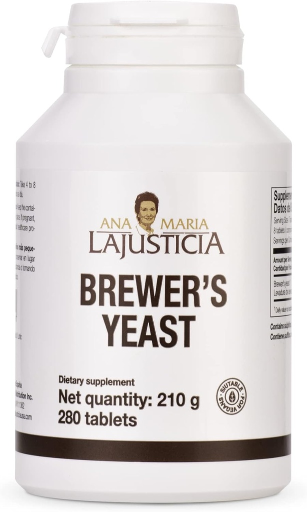 Ana Maria Lajusticia- BREWER'S Yeast - 비타민, 심장 건강 및 건강한 소화의 근원 - 70 일 처리 팩. 설탕 무료 & Vegan 친절한.