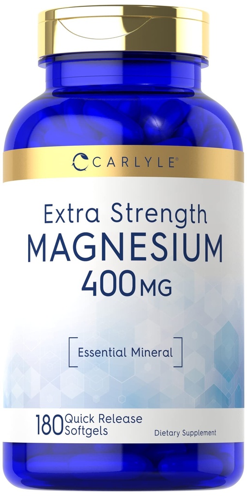 Carlyle 마그네슘 산화물 400mg | 180 Softgels | 필수 미네랄 | 비 GMO 및 글루텐 무료 보충