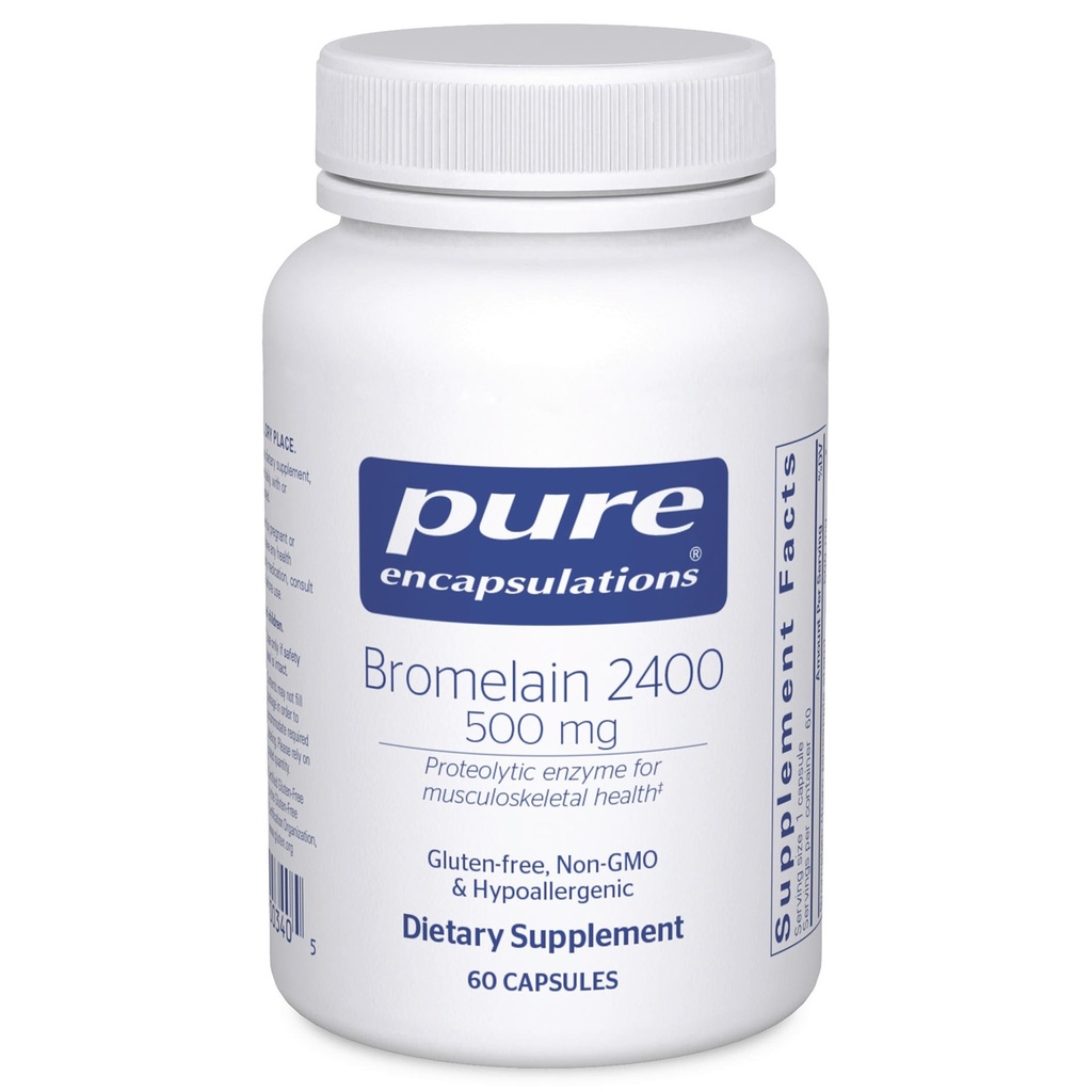순수한 캡슐에 넣기 Bromelain 2400 500 mg - 소화 지원 & Musculoskeletal 건강을 위해 - 합동 & 근육 회복 지원* - Proteolytic 효소 - 채식주의자 - 60의 캡슐