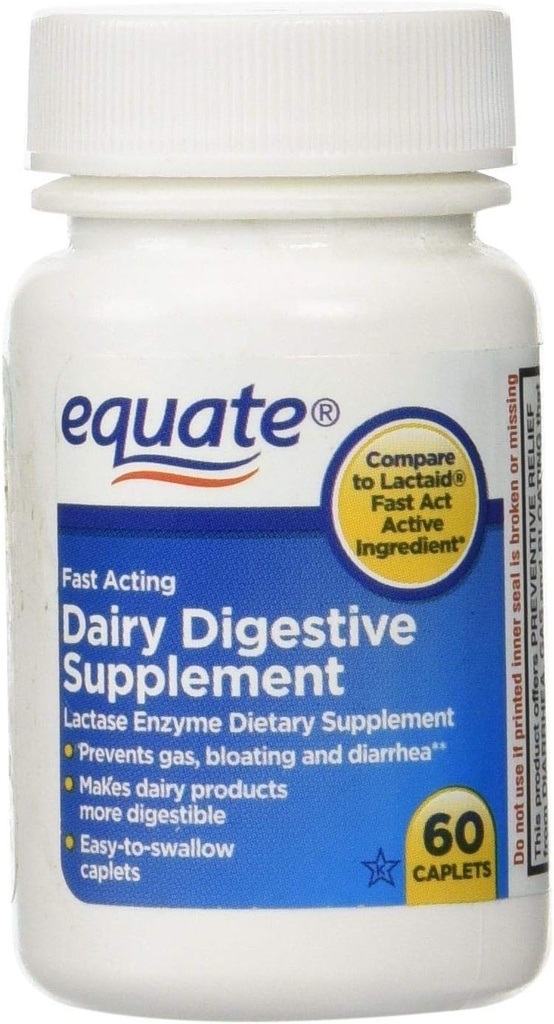 Equate 빠른 활동 낙농장 소화 보충교재, 60ct