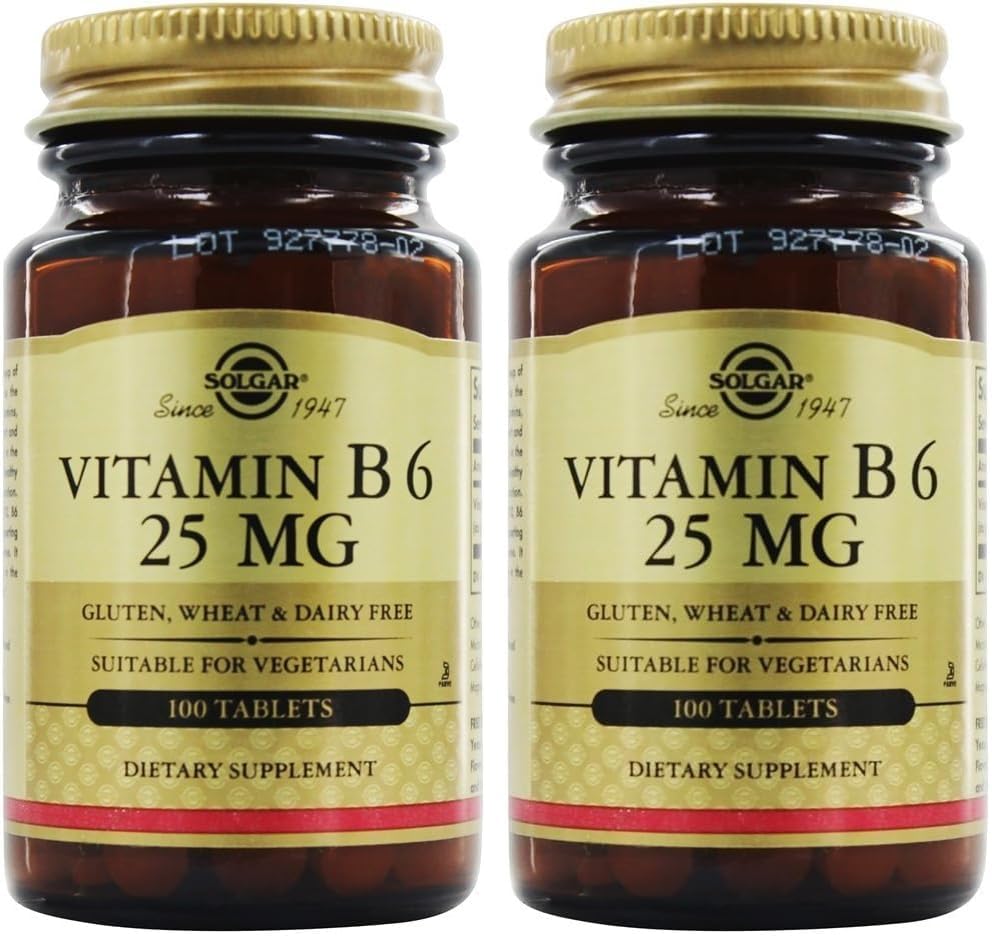 SOLGAR 비타민 B6 25 Mg, 100 정제, 100 조사 (24의 팩)