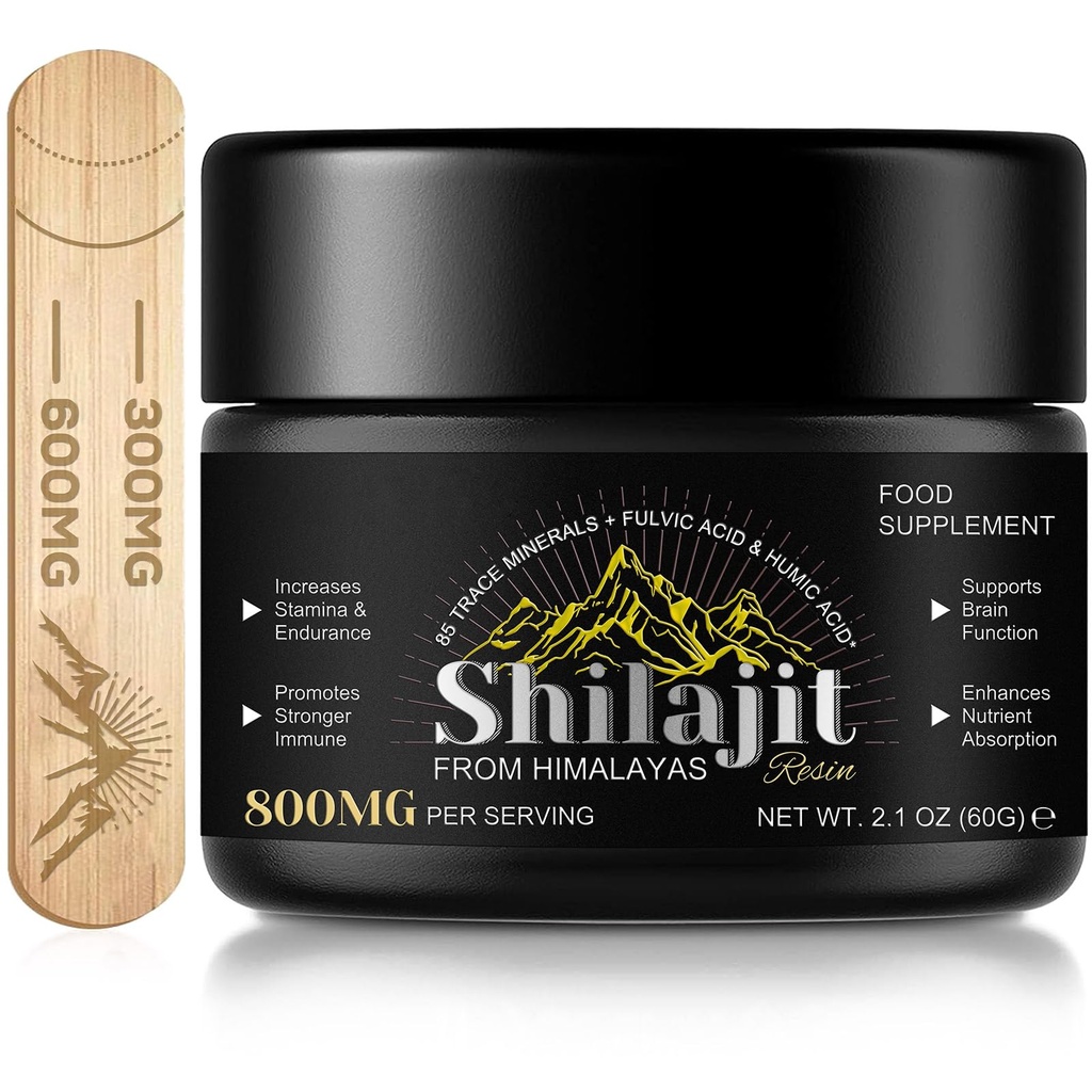 Shilajit 순수한 Himalayan 수지, 85 + Trace 무기물 & 남자와 여자 2.1 OZ (4 달 공급)의 에너지와 면역성을 위한 Fulvic 산을 가진 순수한 Shilajit
