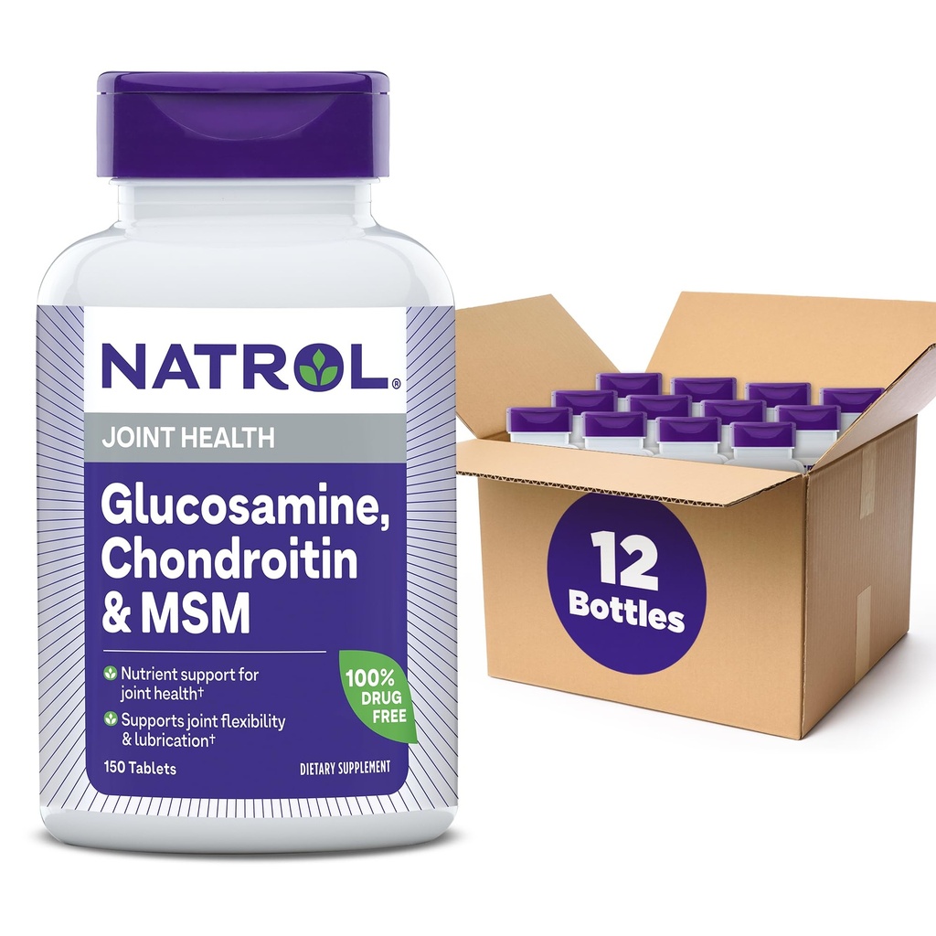 Natrol Glucosamine Chondroitin 및 MSM 정제, 150-Count (12의 포장)