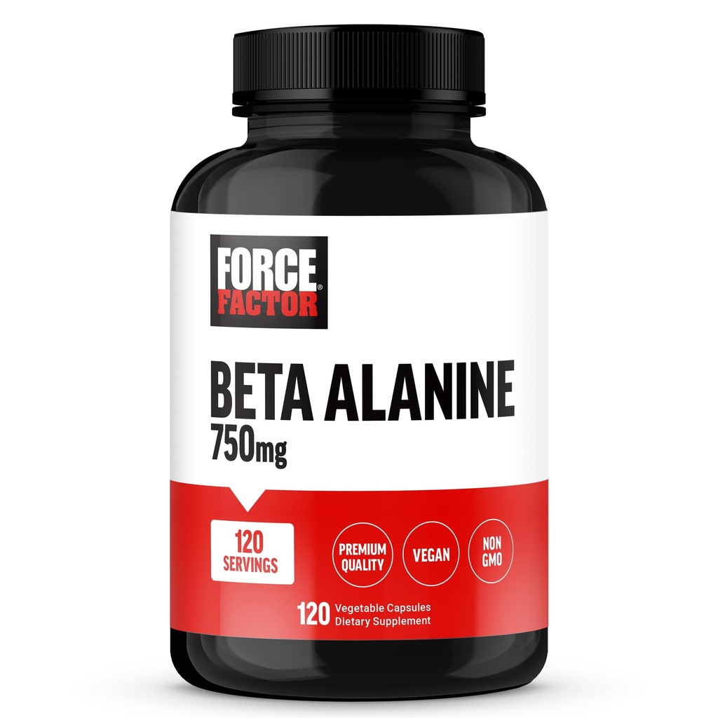 Force Factor Beta Alanine 캡슐, Beta-Alanine Endurance Supplement to Boost Performance & Reduce Fatigue, 임상 복용량, 프리미엄 품질, Vegan, Non-GMO, 120 캡슐