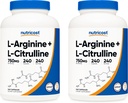 Nutricost L-Arginine L-Citrulline Complex 750mg, 240 캡슐 (2 병) - 비 GMO