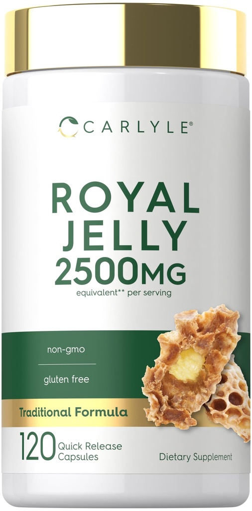 Carlyle Royal Jelly Capsule | 2500mg | 120 개 | 비 GMO 및 글루텐 프리 포뮬러 | 전통 보충