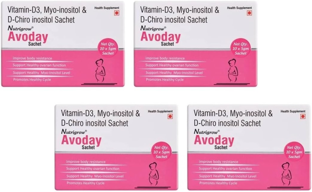 NUTRIGROW AVODAY 분말 공급 여성을 위한 40 일/어드 Ovarian 기능 지원 - 당신의 호르몬/비타민 d3 myo inositol & D Chiro inositol/Health 보충교재/Metabolism 승압기 팩을 통제하십시오