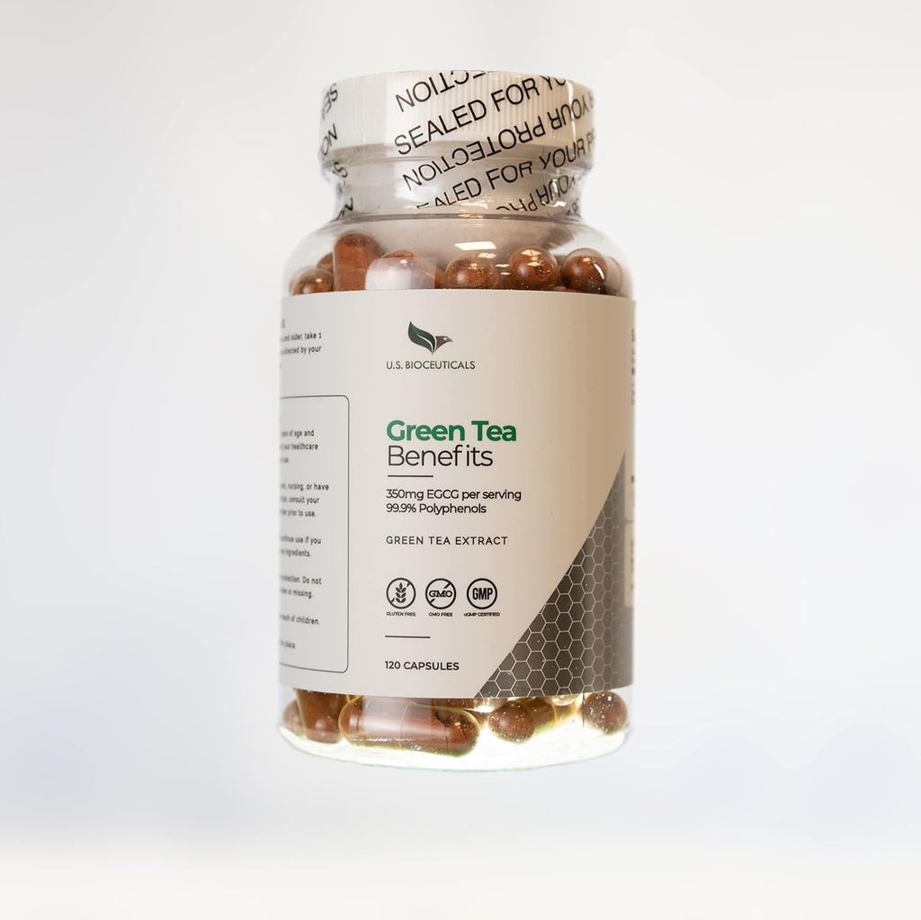 녹차 혜택 - 병 당 EGCG의 350mg 이상 - 99.9% 폴리페놀 - 지원 건강 - 병 당 120의 캡슐