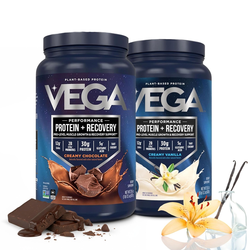 Vega 스포츠 프리미엄 단백질 분말 번들, 초콜렛 + 바닐라, 식물 기반 단백질 분말 포스트 운동 - 공인 채식, 채식, Keto-Friendly, 글루텐 무료, 낙농장 무료, BCAA 아미노산