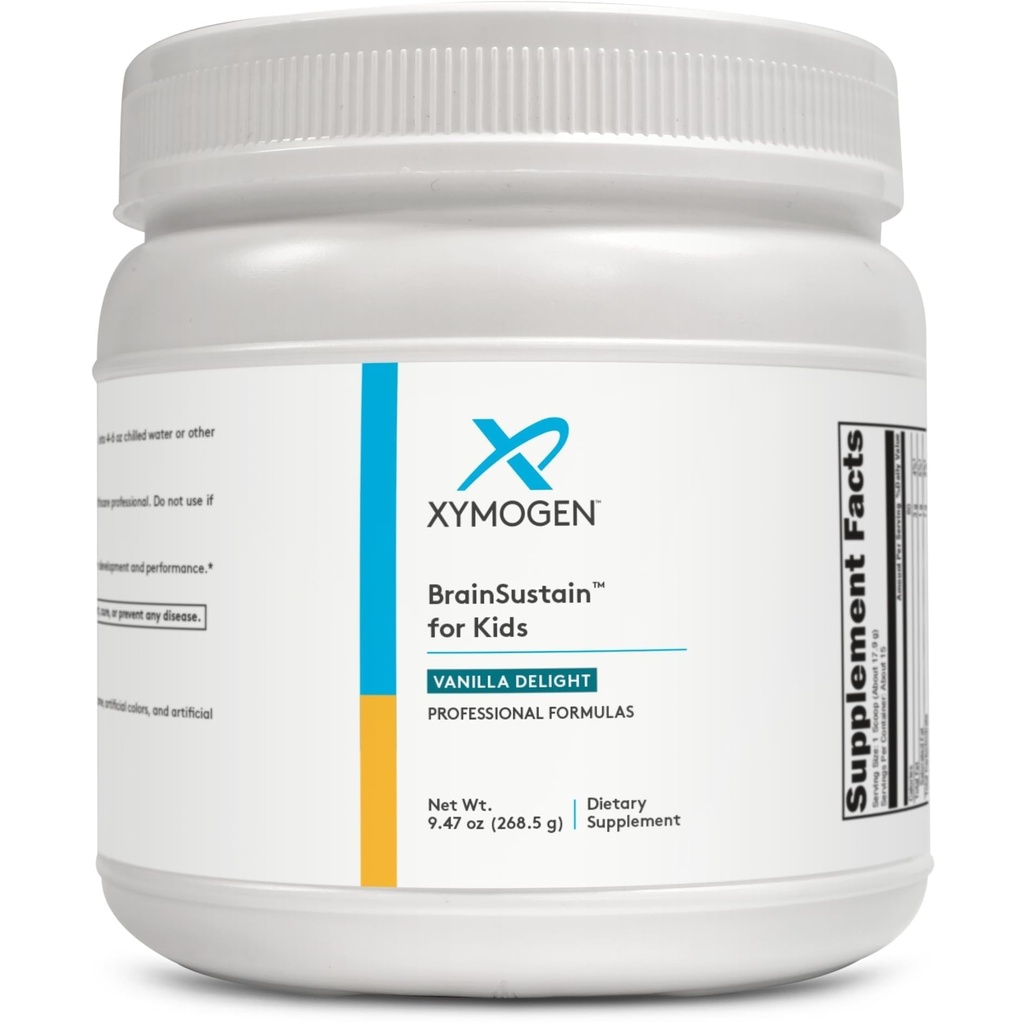 어린이를 위한 XYMOGEN BrainSustain - N-Acetyl-L-Cysteine, Alpha Lipoic Acid and DHA for Kids Focus Support - 메모리 및 포커스 - 비 GMO, 글루텐, Soy + Dairy-Free (9.47 oz)