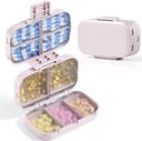 MEACOLIA Triple-Folding Pill 주최자, 9 큰 용량을 가진 Compartments 여행 알약 케이스, 비타민을 위한 매일 알약 상자 작은 알약 콘테이너, Cod Liver 기름, 보충교재 (베이지)