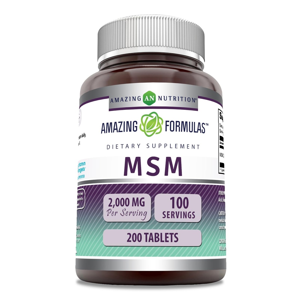 놀라운 수식 MSM (Methylsulfonylmethane) 보충 | 1000 Mg Per 서빙 | 200 정제 | Non-GMO | 글루텐 무료 | 미국에서 제작