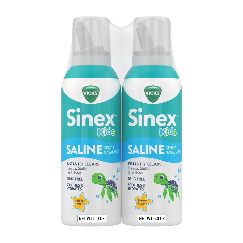 Vicks Sinex, 아이들의 사선 Nasal 살포, 알로에의 Hint를 가진 약 자유로운 매우 정밀한 안개, 나이 1+의 빠른 매일 Stuffy Nose 기복, 찬 알레르기에서 명확한 Mucus, 5개 OZ x 2