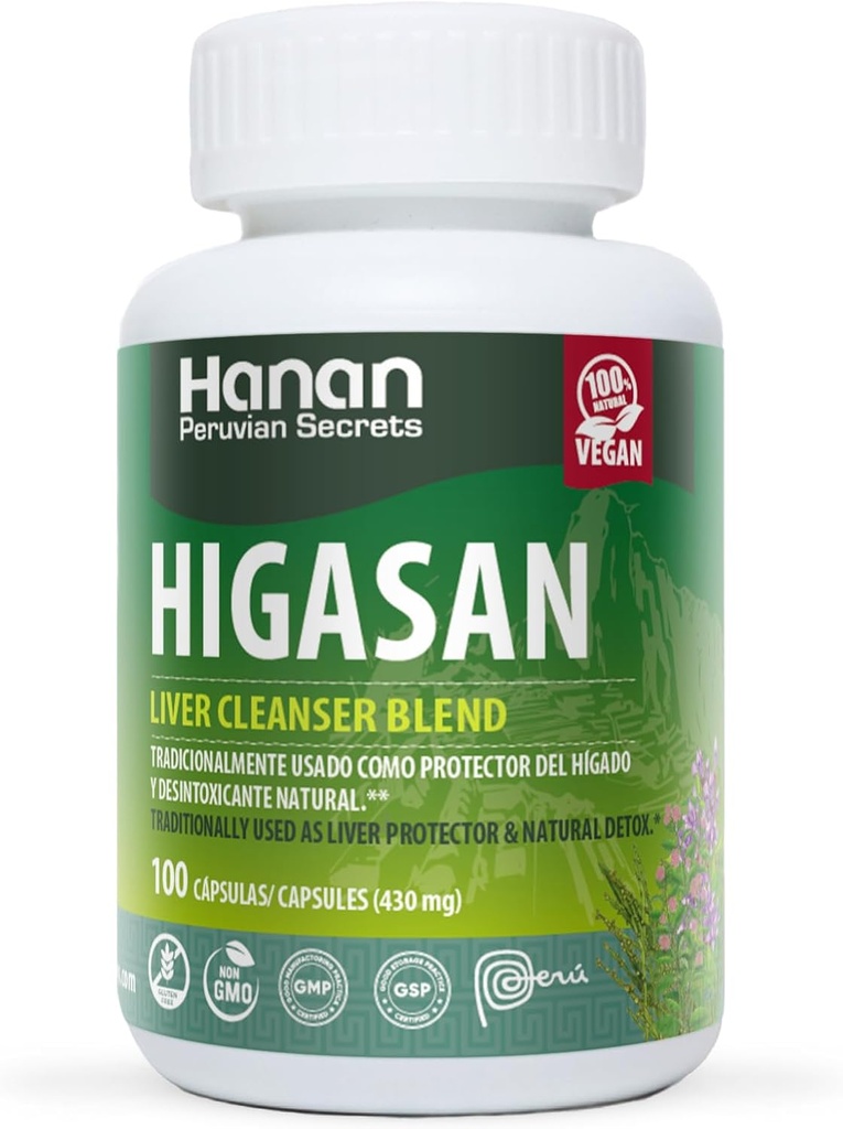 Hanan Higasan Liver Cleanser Blend | 100 캡슐 | 건강한 간기능 및 건강한 콜레스테롤 레벨(2 팩) 지원에 자연적으로 보조