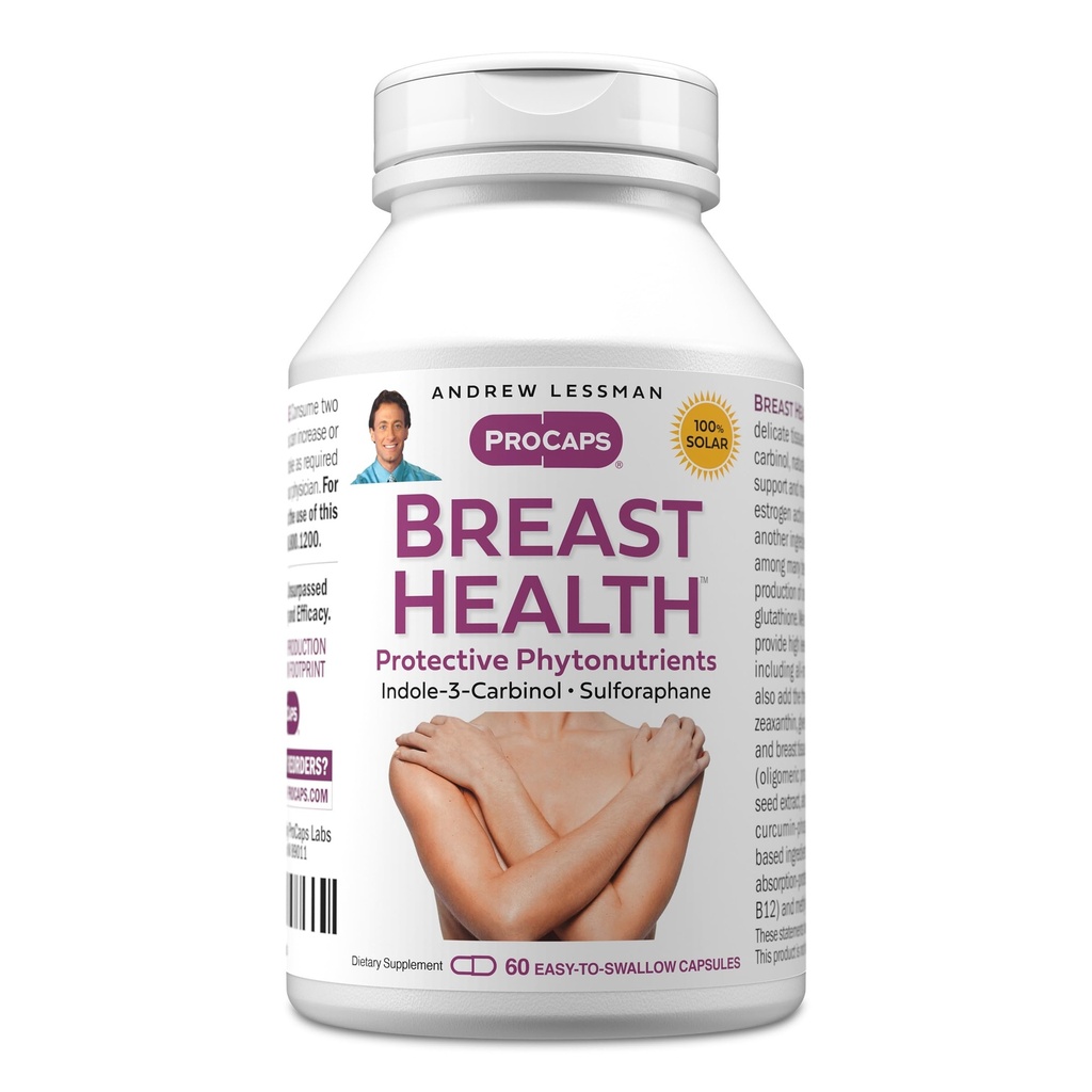 ANDREW LESSMAN Breast Health 60 캡슐 - Indole-3-Carbinol, Sulforaphane, Green Tea Extract 및 More와 함께 Breast의 Delicate Tissue의 천연 지원을위한 보호 화합물을 제공합니다.