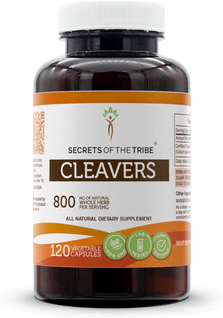 Tribe Cleavers의 비밀 120 캡슐, 800 mg, 클레버 (Galium aparine) 건조 허브 (120 캡슐)