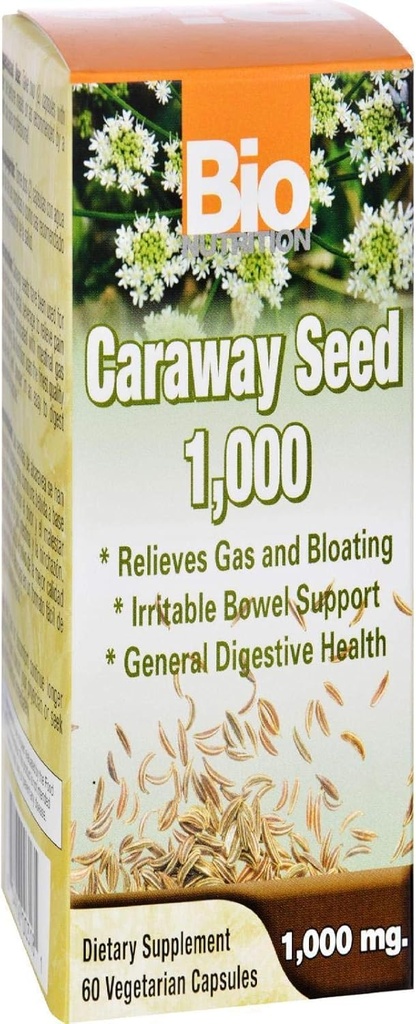 Bio Nutrition Caraway Seed 60 채식 캡슐 1000 Mg | 일반 소화 보충 |