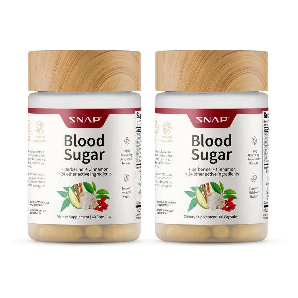 스냅 보충 혈액 설탕 혼합, CoQ10, Cinnamon, 알파 Lipoic 산 및 Gymnema, 설탕 무료, 60 캡슐, 2 팩
